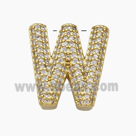 Copper Letter-W Pendant Pave Zirconia Gold Plated