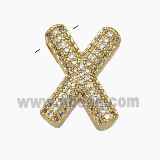 Copper Letter-X Pendant Pave Zirconia Gold Plated