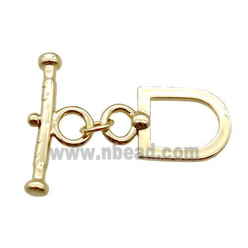 copper toggle clasp, gold plated