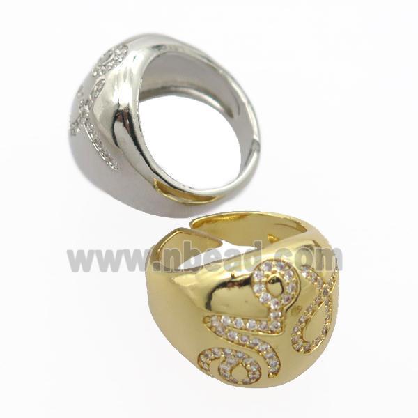 copper Rings pave zircon, mixed