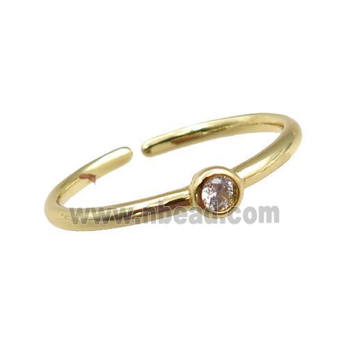 copper Rings paved zircon, adjustable, gold plated
