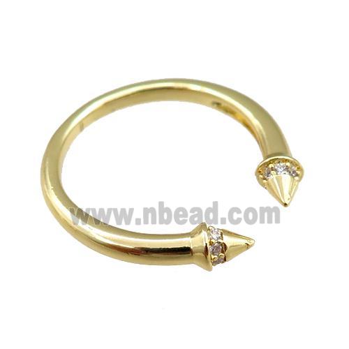 copper Rings paved zircon, adjustable, gold plated