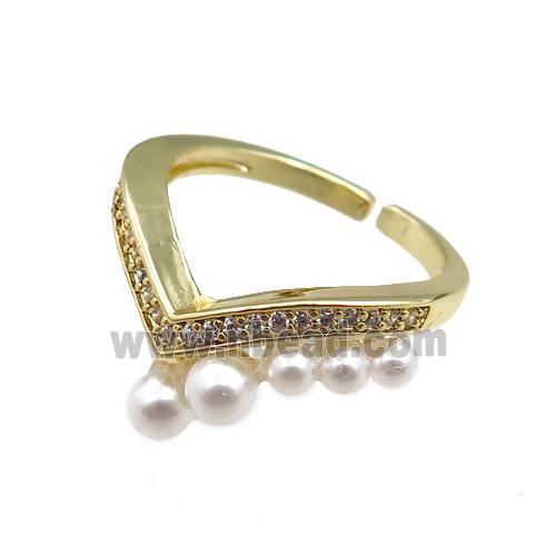 copper Rings paved zircon, adjustable, gold plated