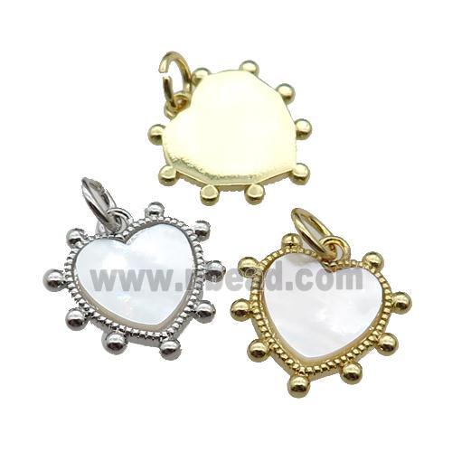 copper Heart pendant pave shell, mixed