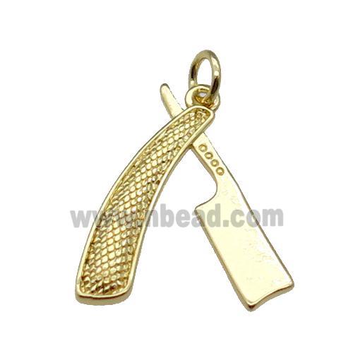 Copper Razor Charm Pendant Gold Plated