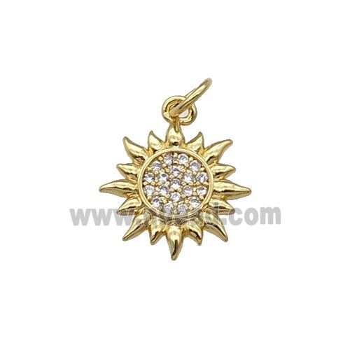 Copper Sun Charm Pendant Pave Zircon Gold Plated