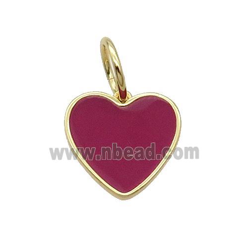 Copper Heart Pendant Red Enamel Gold Plated