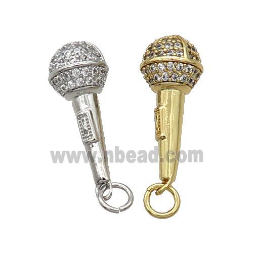 Copper Microphone Pendant Pave Zircon Mixed