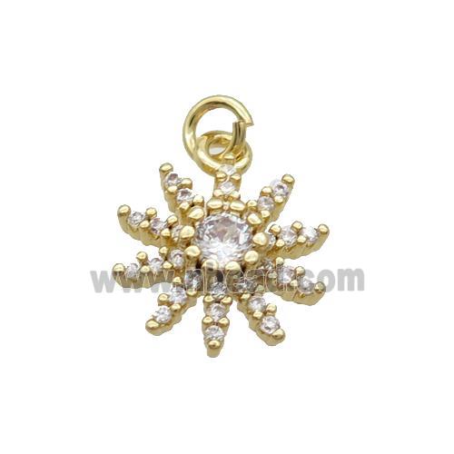 Copper Flower Pendant Pave Zircon Unfade 18K Gold Plated