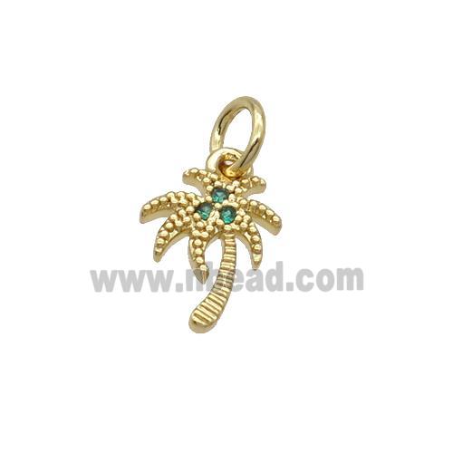 Copper Coconut Tree Pendant Pave Zircon Gold Plated