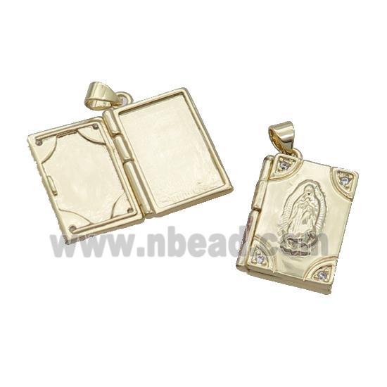 Copper Locket Pendant Jesus Rectangle Gold Plated