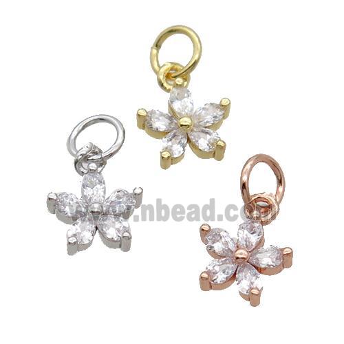 Copper Flower Pendant Pave Zircon Mixed