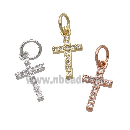 Copper Cross Pendant Pave Zircon Mix