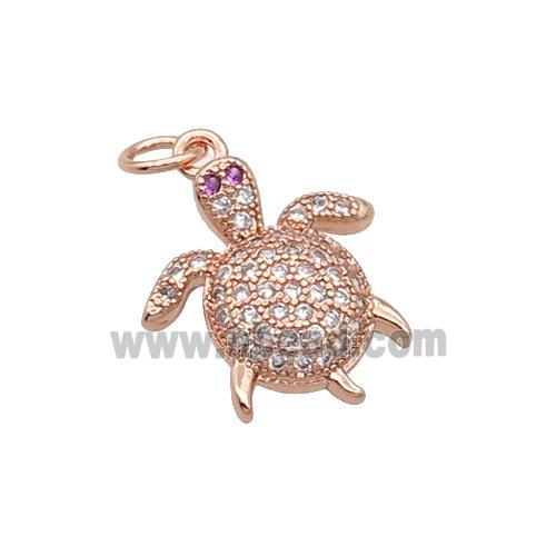 Copper Tortoise Pendant Pave Zircon Rose Gold