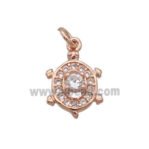 Copper Tortoise Pendant Pave Zircon Rose Gold