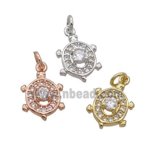 Copper Tortoise Pendant Pave Zircon Mixed
