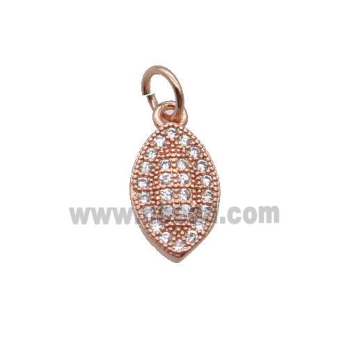 Copper Leaf Pendant Pave Zircon Rose Gold