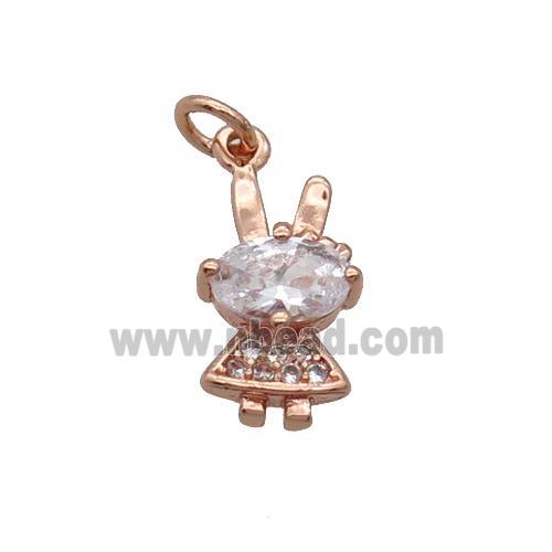 Copper Rabbit Pendant Pave Zircon Rose Gold