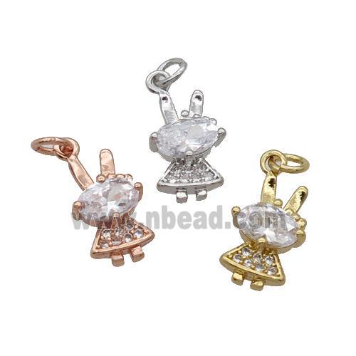 Copper Rabbit Pendant Pave Zircon Mixed