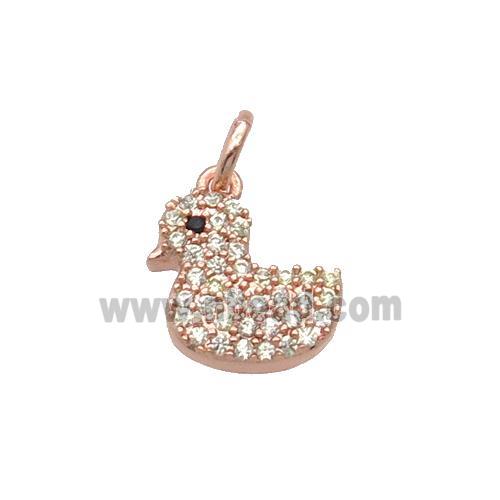 Copper Duck Pendant Pave Zircon Rose Gold