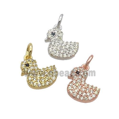 Copper Duck Pendant Pave Zircon Mixed