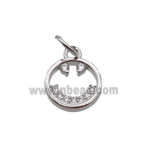 Copper Emojiface Pendant Pave Zircon Platinum Plated