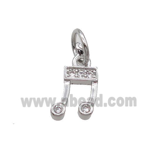 Copper Pendant Pave Zircon Musical Note Platinum Plated