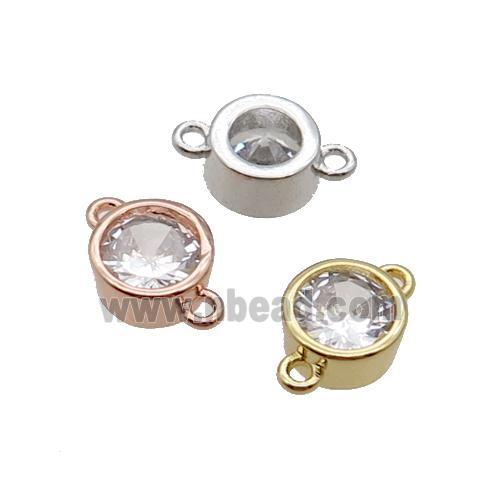Copper Circle Connector Pave Zircon Mixed