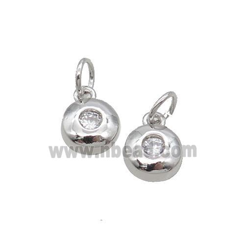 Copper Coin Pendant Pave Zircon Platinum Plated