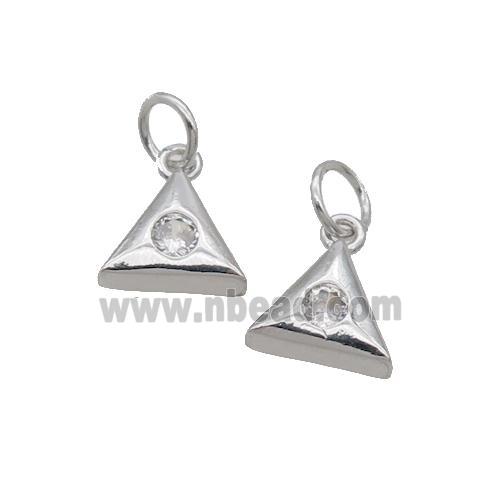 Copper Triangle Pendant Pave Zircon Platinum Plated
