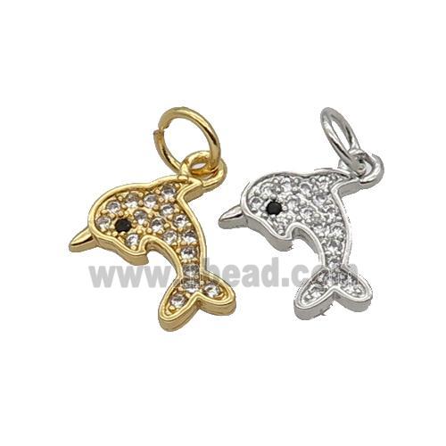 Copper Dolphin Pendant Pave Zircon Mixed