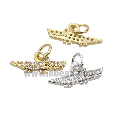 Copper Crocodile Pendant Pave Zircon Mixed