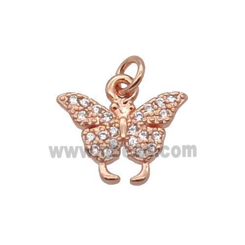 Copper Butterfly Pendant Pave Zircon Rose Gold