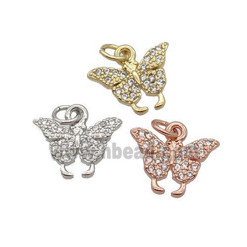 Copper Butterfly Pendant Pave Zircon Mixed