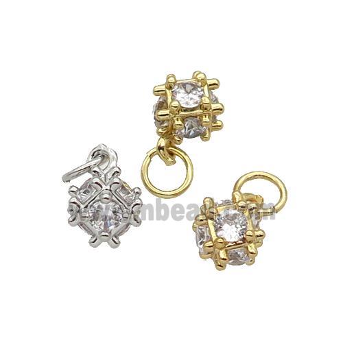 Copper Cube Pendant Pave Zircon Mixed