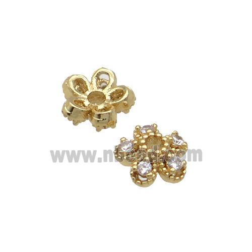 Copper BeadCaps Pave Zircon Gold Plated