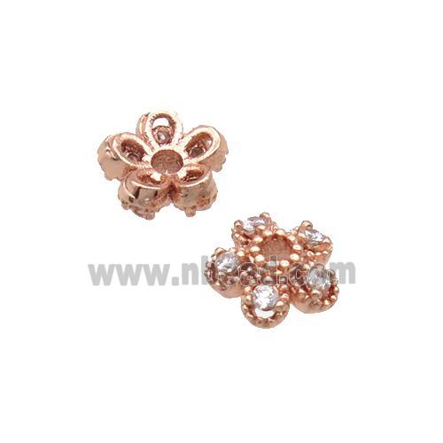 Copper BeadCaps Pave Zircon Rose Gold