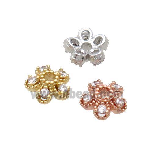 Copper BeadCaps Pave Zircon Mixed