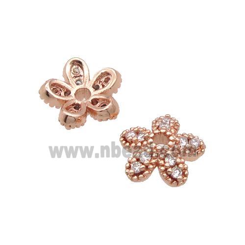 Copper BeadCaps Pave Zircon Rose Gold