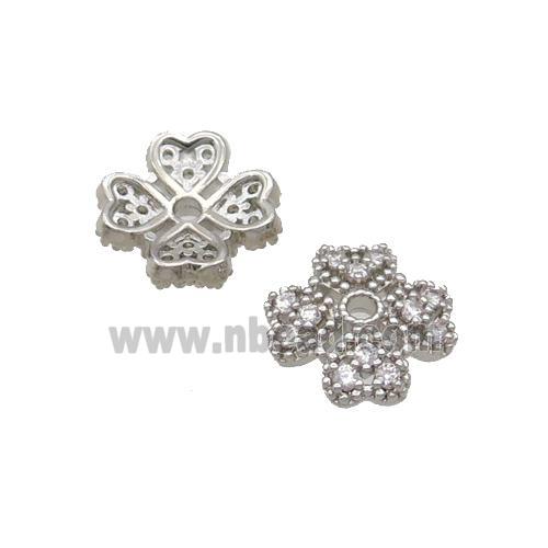 Copper BeadCaps Pave Zircon Platinum Plated