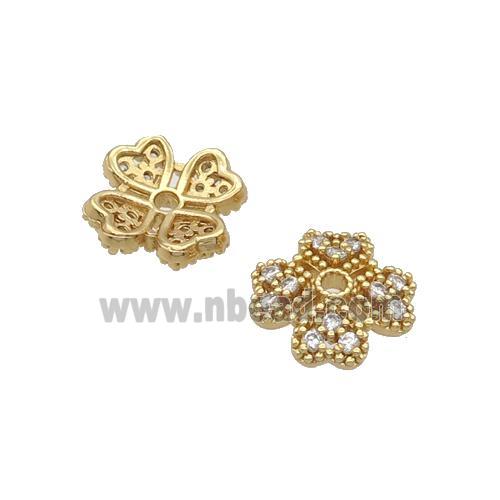 Copper BeadCaps Pave Zircon Gold Plated