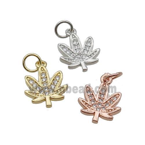 Copper Leaf Pendant Pave Zircon Mixed