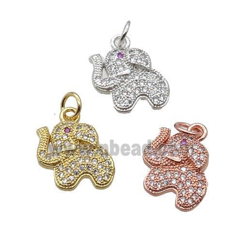 Copper Elephant Pendant Pave Zircon Mixed