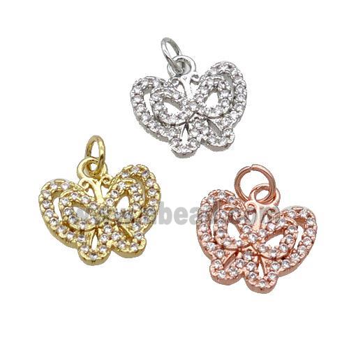 Copper Butterfly Pendant Pave Zircon Mixed