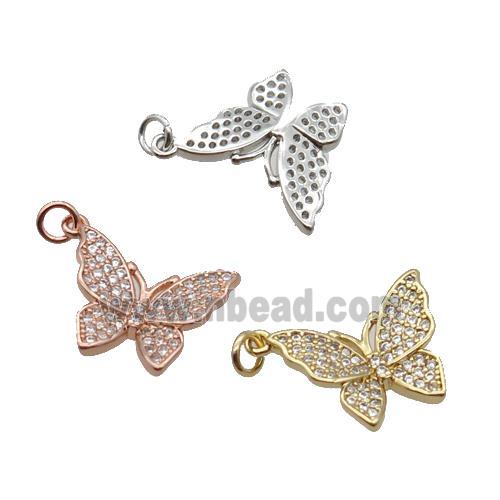 Copper Butterfly Pendant Pave Zircon Mixed