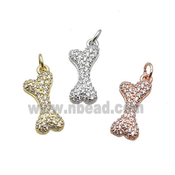 Copper DogBone Pendant Pave Zircon Mixed