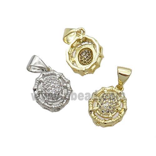 Copper Spider Pendant Pave Zircon Mixed