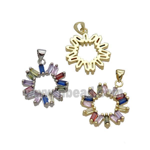 Copper Flower Pendant Pave Zircon Mixed