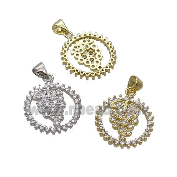 Copper Grape Pendant Pave Zircon Circle Mixed