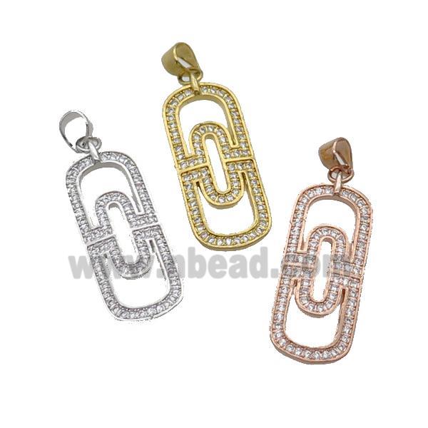 Copper Rectangle Pendant Pave Zircon Mixed